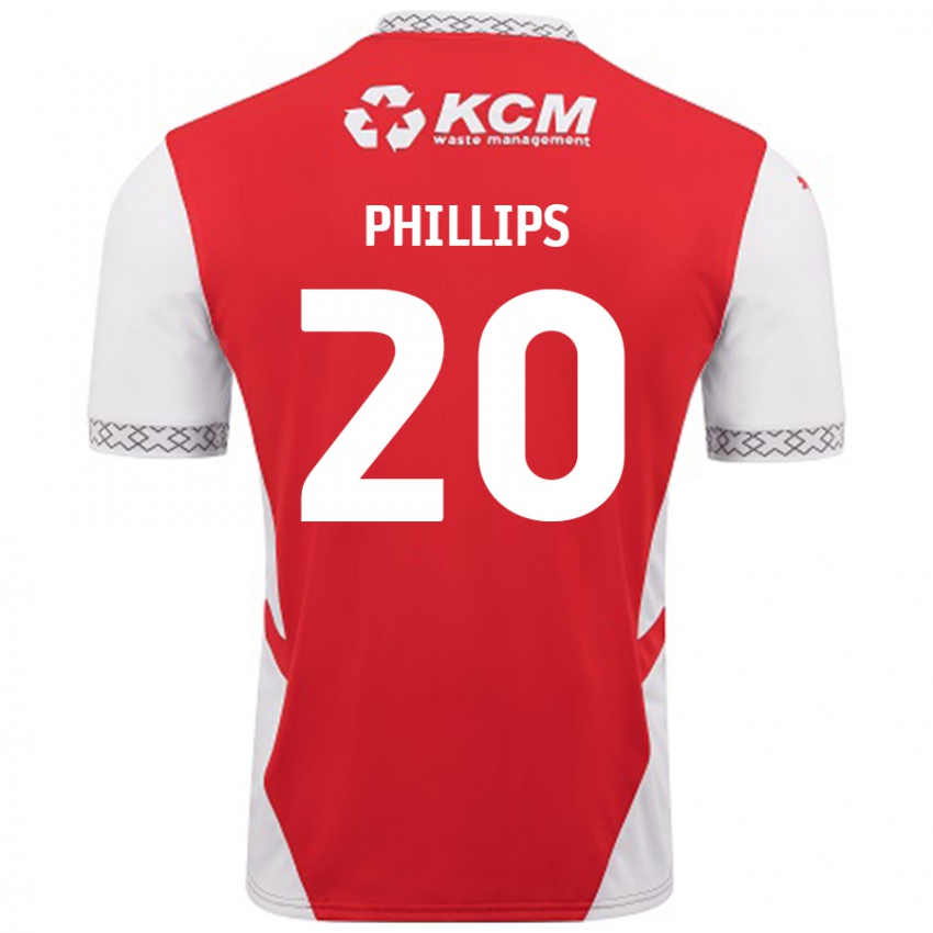 Bambino Maglia Dillon Phillips #20 Rosso Bianco Kit Gara Home 2024/25 Maglietta