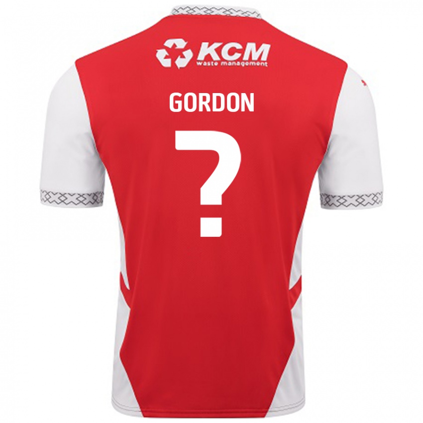 Bambino Maglia Owain Gordon #0 Rosso Bianco Kit Gara Home 2024/25 Maglietta