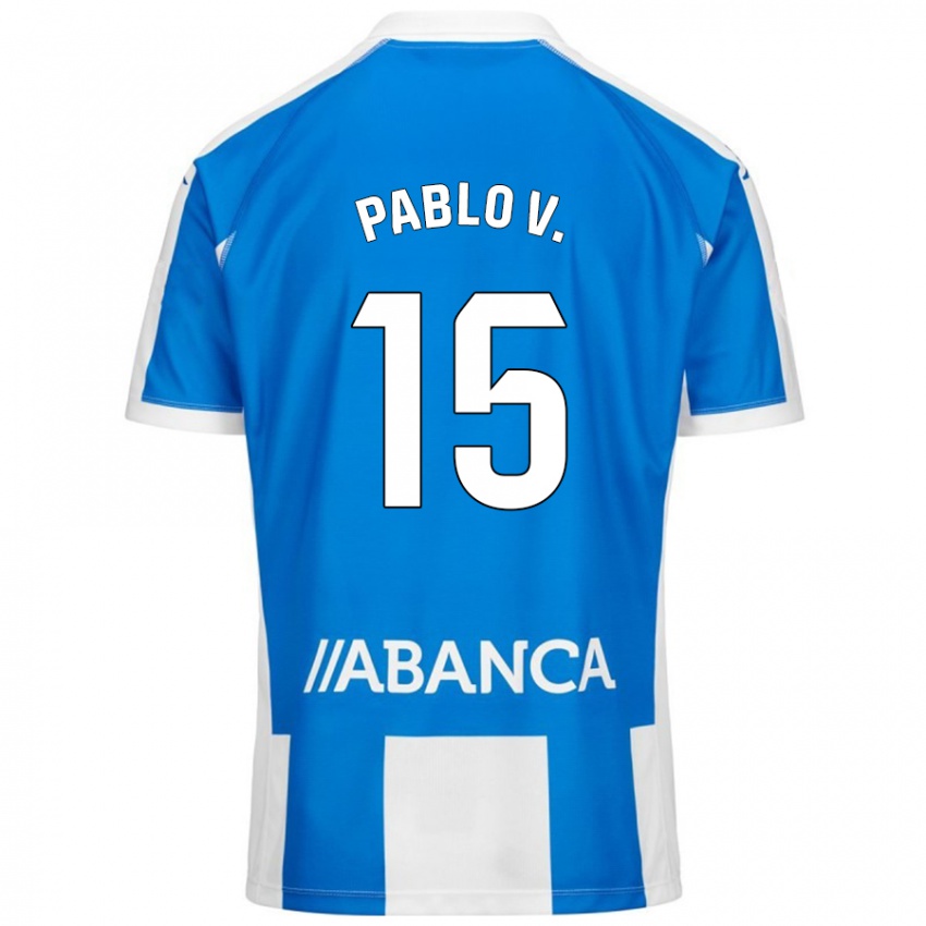 Bambino Maglia Pablo Vázquez #15 Blu Bianco Kit Gara Home 2024/25 Maglietta