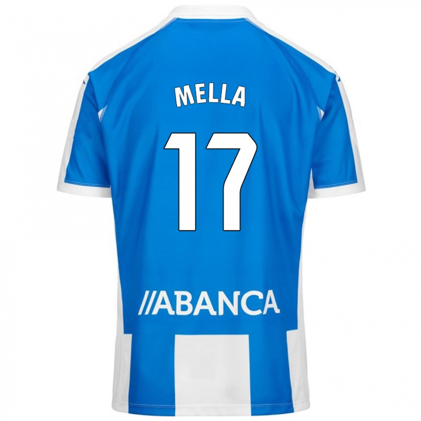 Bambino Maglia David Mella #17 Blu Bianco Kit Gara Home 2024/25 Maglietta