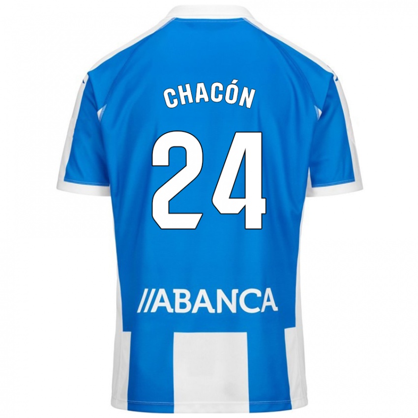 Bambino Maglia Luis Chacón #24 Blu Bianco Kit Gara Home 2024/25 Maglietta