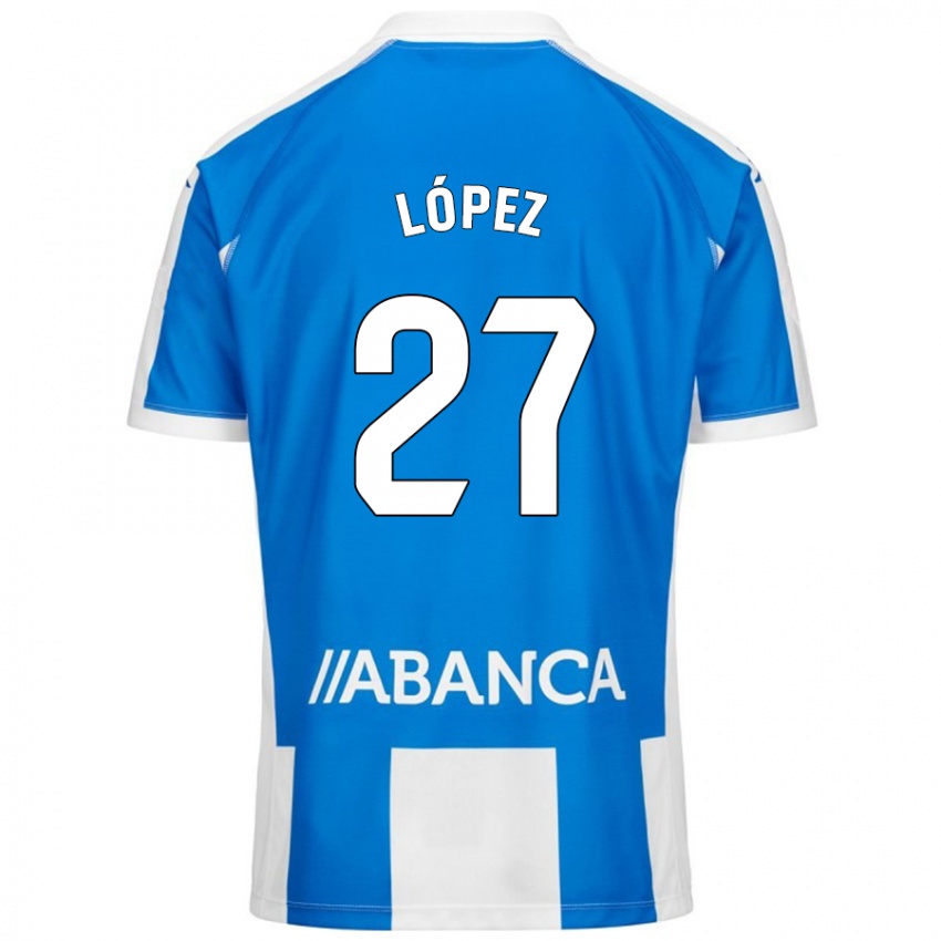 Bambino Maglia Rubén López #27 Blu Bianco Kit Gara Home 2024/25 Maglietta