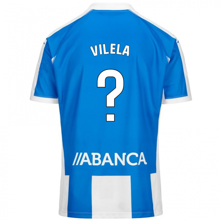 Bambino Maglia Rubén Vilela #0 Blu Bianco Kit Gara Home 2024/25 Maglietta