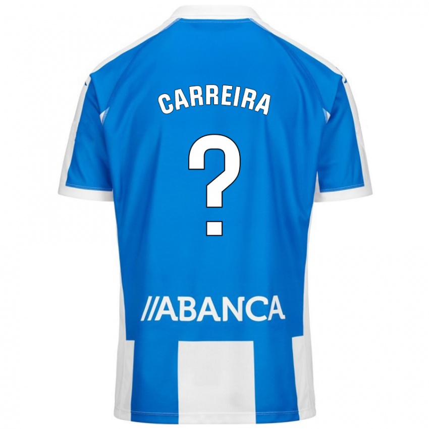 Bambino Maglia David Carreira #0 Blu Bianco Kit Gara Home 2024/25 Maglietta