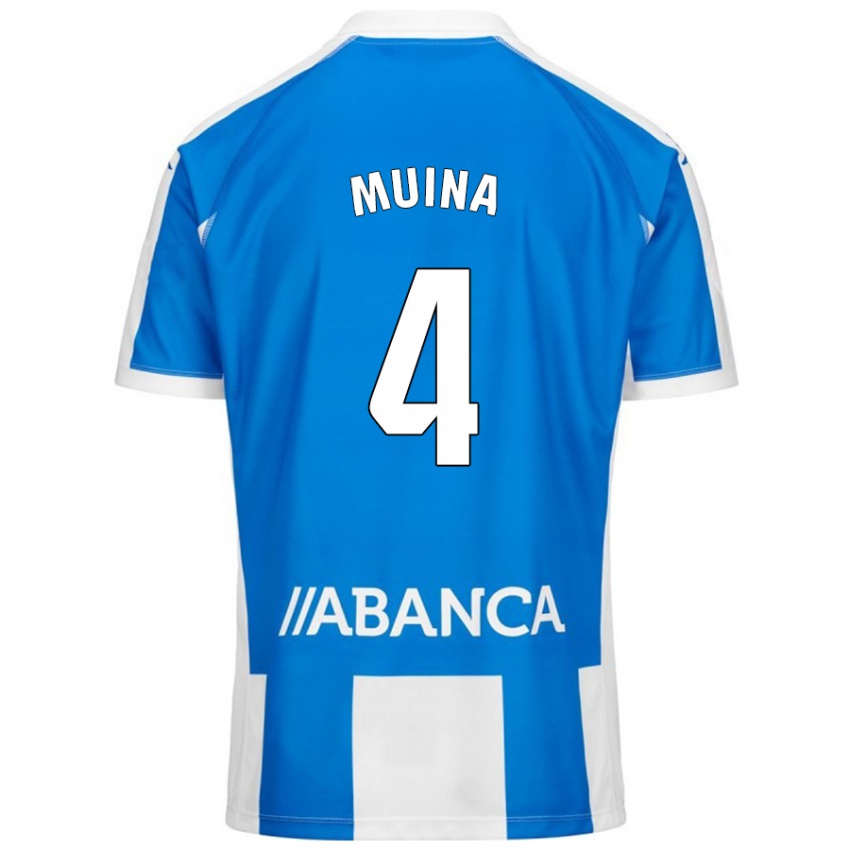 Bambino Maglia Henar Muiña #4 Blu Bianco Kit Gara Home 2024/25 Maglietta