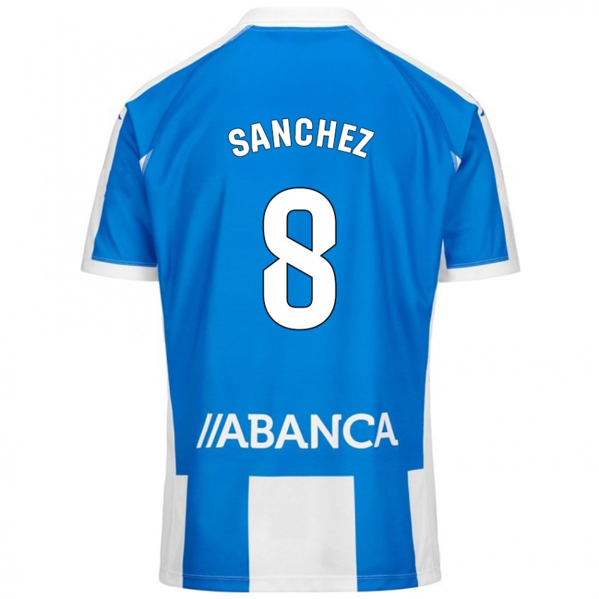 Bambino Maglia Carlota Sánchez #8 Blu Bianco Kit Gara Home 2024/25 Maglietta