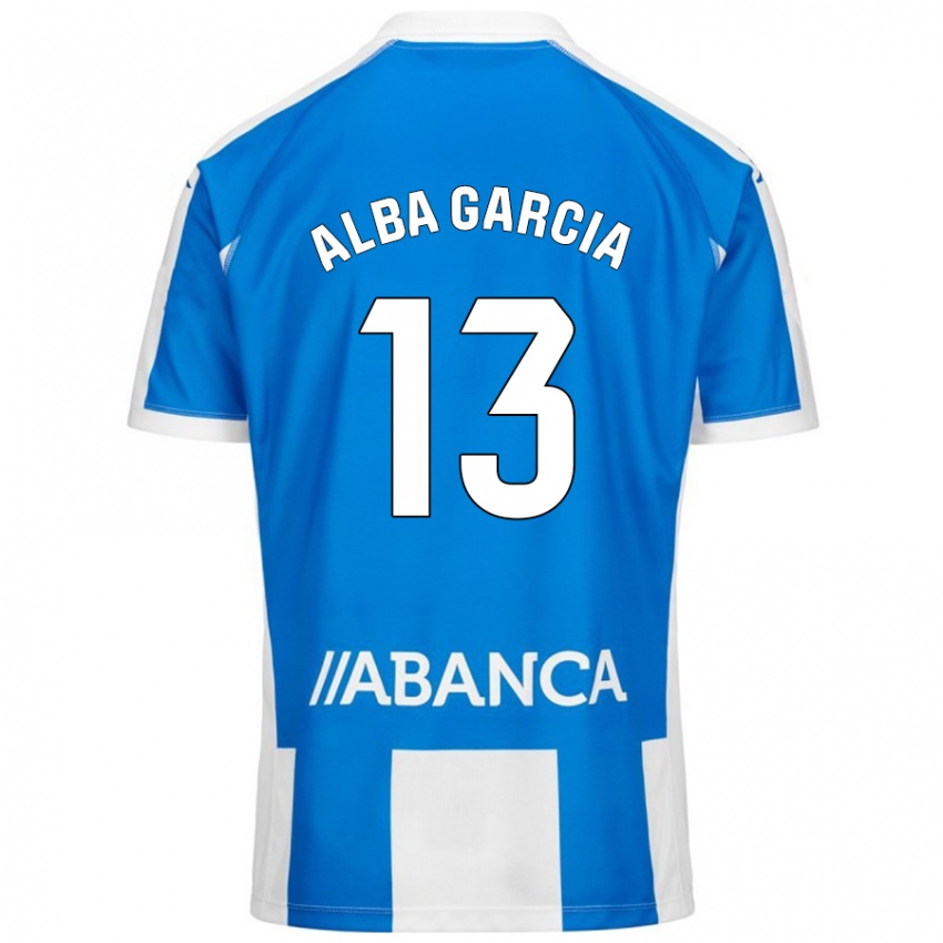 Bambino Maglia Lucía Alba García #13 Blu Bianco Kit Gara Home 2024/25 Maglietta