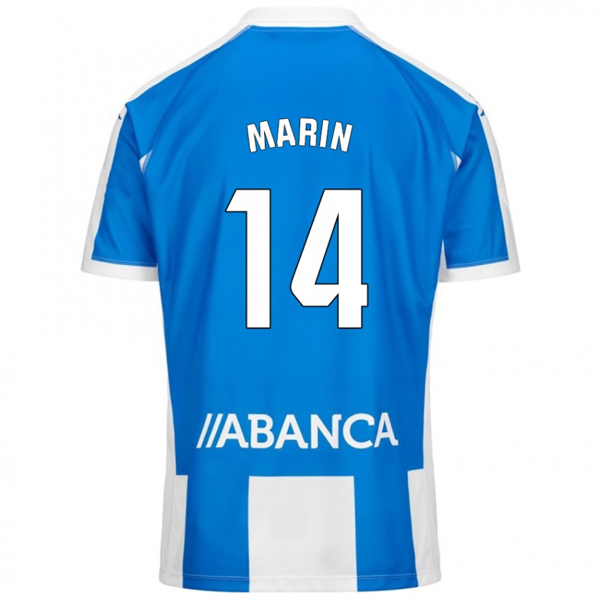 Bambino Maglia Ainhoa Marín #14 Blu Bianco Kit Gara Home 2024/25 Maglietta