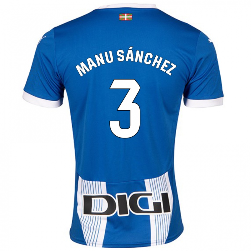 Bambino Maglia Manu Sanchez #3 Blu Kit Gara Home 2024/25 Maglietta