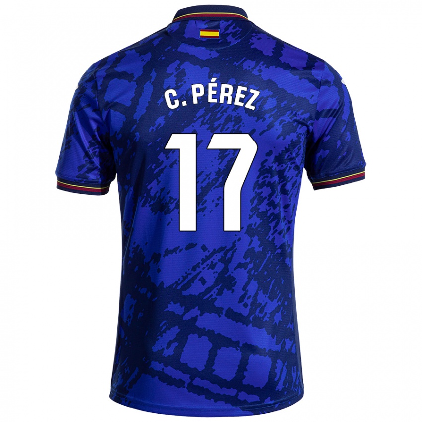 Bambino Maglia Carles Perez #17 Blu Più Scuro Kit Gara Home 2024/25 Maglietta