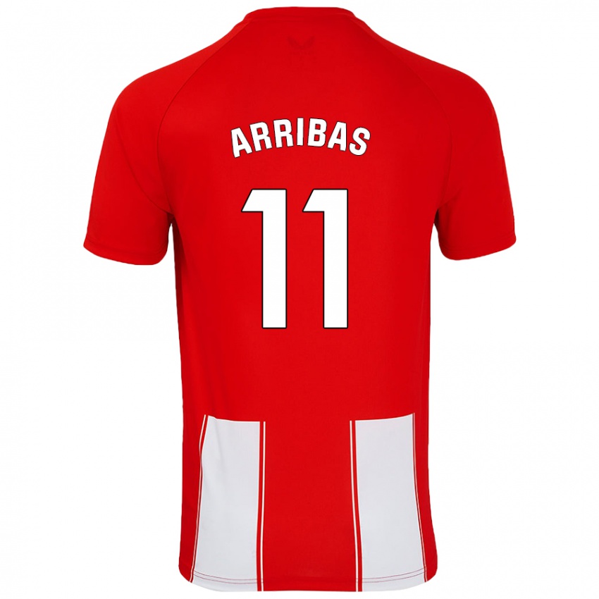 Bambino Maglia Sergio Arribas #11 Rosso Bianco Kit Gara Home 2024/25 Maglietta