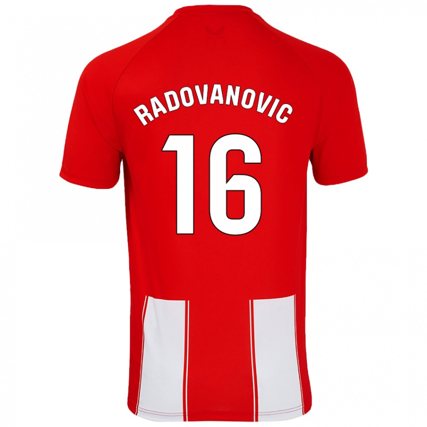 Bambino Maglia Aleksandar Radovanovic #16 Rosso Bianco Kit Gara Home 2024/25 Maglietta