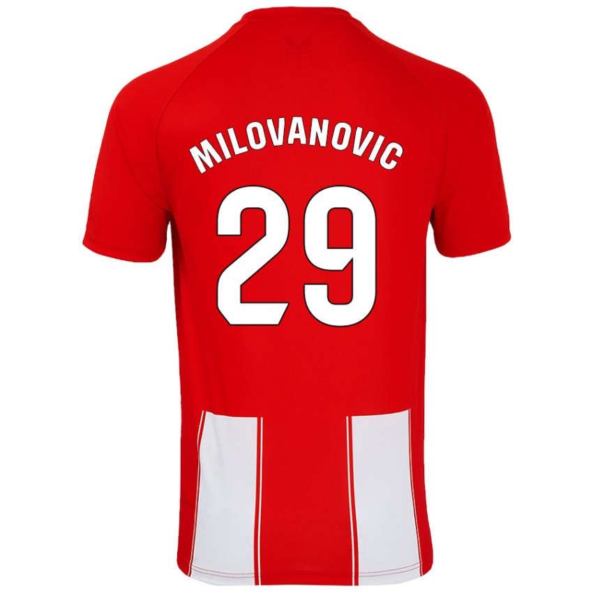 Bambino Maglia Marko Milovanovic #29 Rosso Bianco Kit Gara Home 2024/25 Maglietta