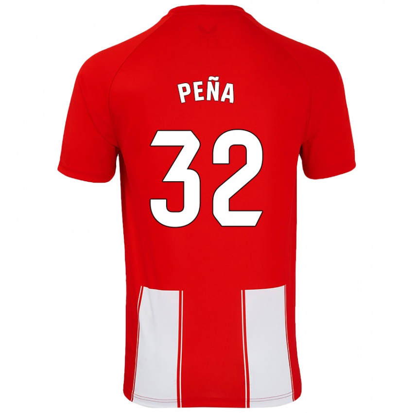 Bambino Maglia Marcos Peña #32 Rosso Bianco Kit Gara Home 2024/25 Maglietta