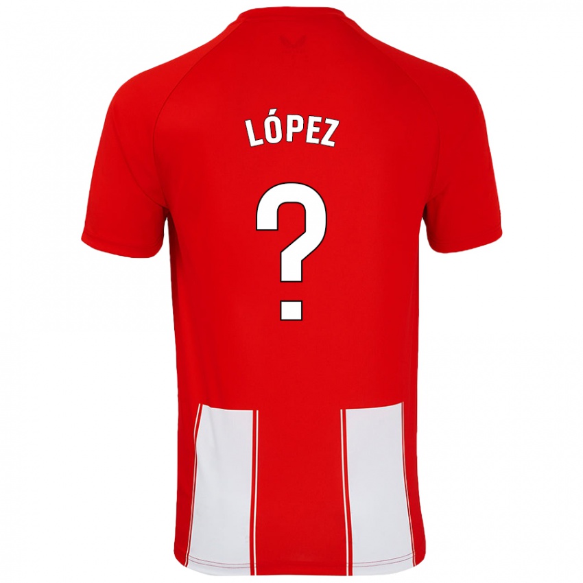 Bambino Maglia Jesús López #0 Rosso Bianco Kit Gara Home 2024/25 Maglietta