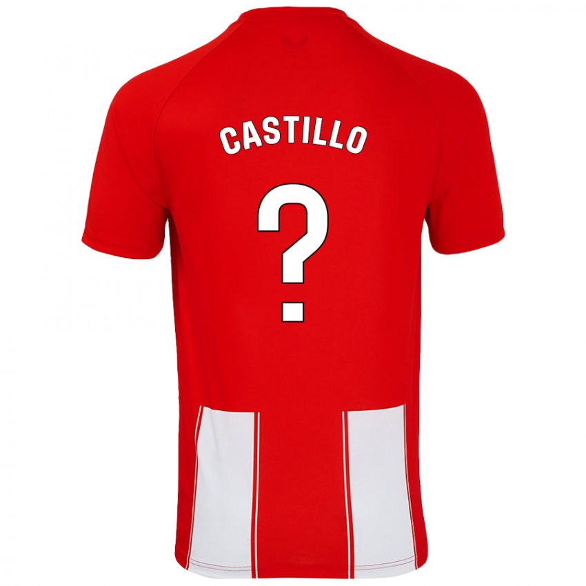 Bambino Maglia Pablo Castillo #0 Rosso Bianco Kit Gara Home 2024/25 Maglietta