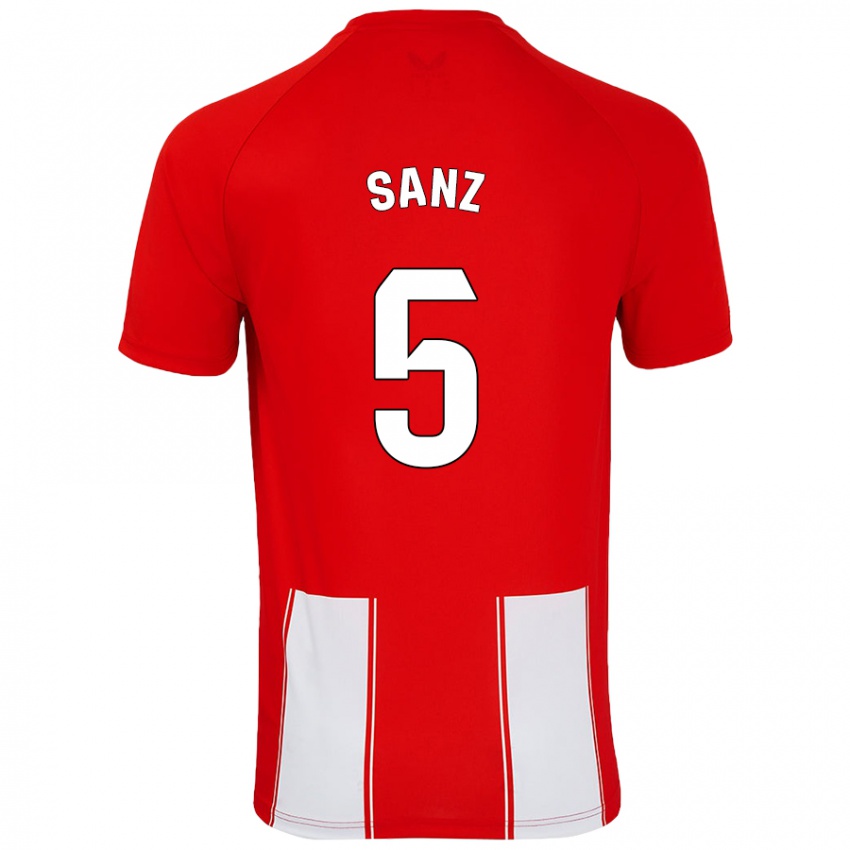 Bambino Maglia Paco Sanz #5 Rosso Bianco Kit Gara Home 2024/25 Maglietta