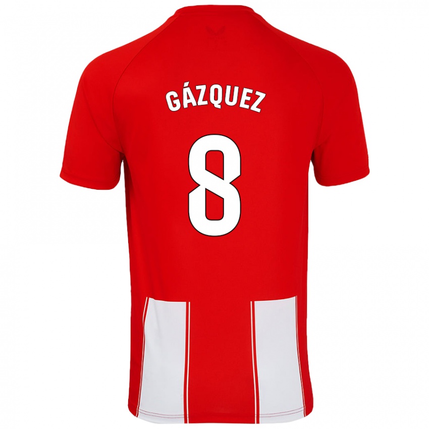 Bambino Maglia Joan Gázquez #8 Rosso Bianco Kit Gara Home 2024/25 Maglietta