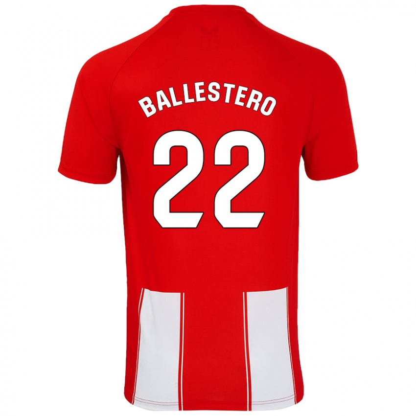 Bambino Maglia Carlos Ballestero #22 Rosso Bianco Kit Gara Home 2024/25 Maglietta