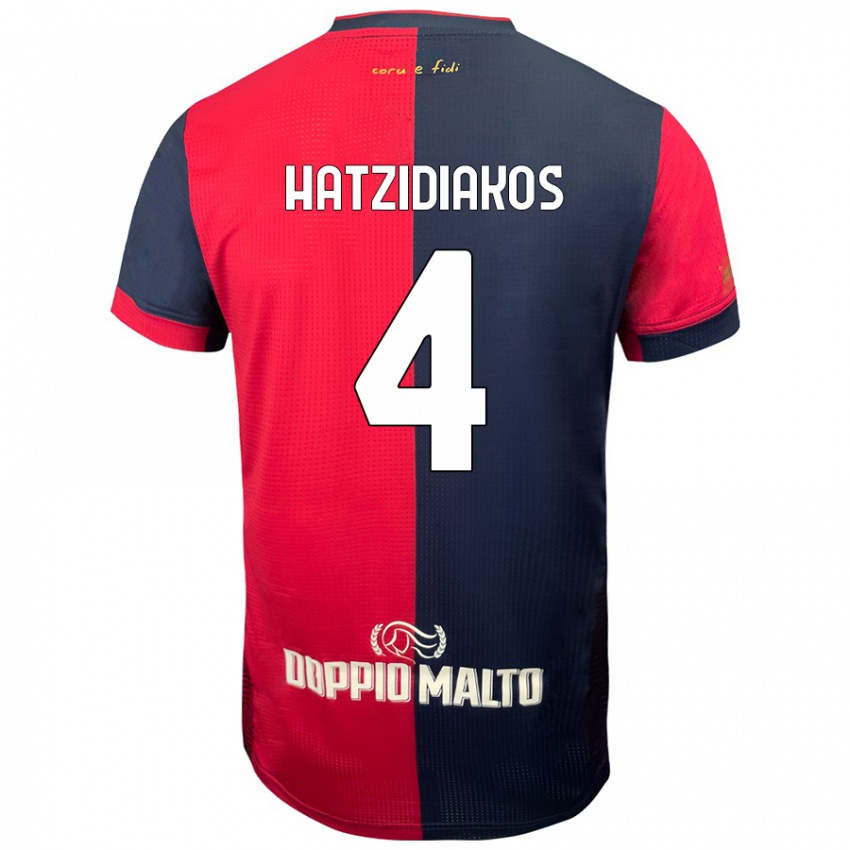 Bambino Maglia Pantelis Hatzidiakos #4 Rosso Blu Più Scuro Kit Gara Home 2024/25 Maglietta