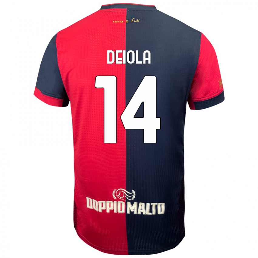 Bambino Maglia Alessandro Deiola #14 Rosso Blu Più Scuro Kit Gara Home 2024/25 Maglietta