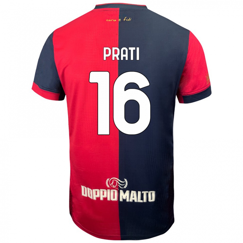 Bambino Maglia Matteo Prati #16 Rosso Blu Più Scuro Kit Gara Home 2024/25 Maglietta