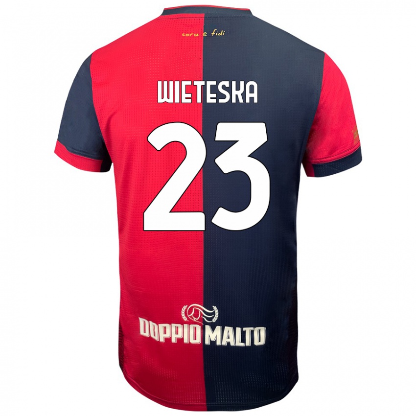 Bambino Maglia Mateusz Wieteska #23 Rosso Blu Più Scuro Kit Gara Home 2024/25 Maglietta