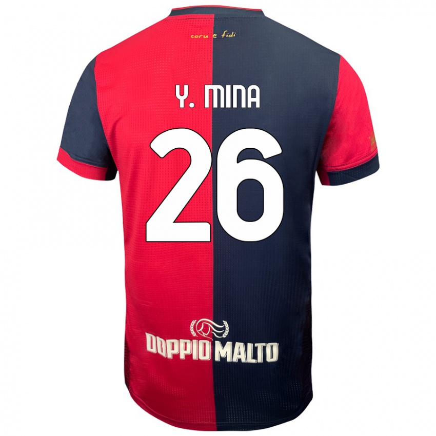 Bambino Maglia Yerry Mina #26 Rosso Blu Più Scuro Kit Gara Home 2024/25 Maglietta