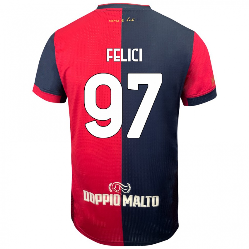 Bambino Maglia Mattia Felici #97 Rosso Blu Più Scuro Kit Gara Home 2024/25 Maglietta