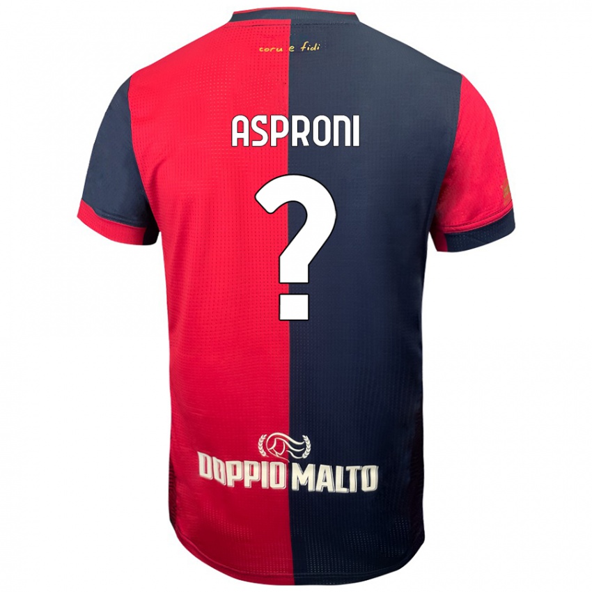 Bambino Maglia Luca Asproni #0 Rosso Blu Più Scuro Kit Gara Home 2024/25 Maglietta