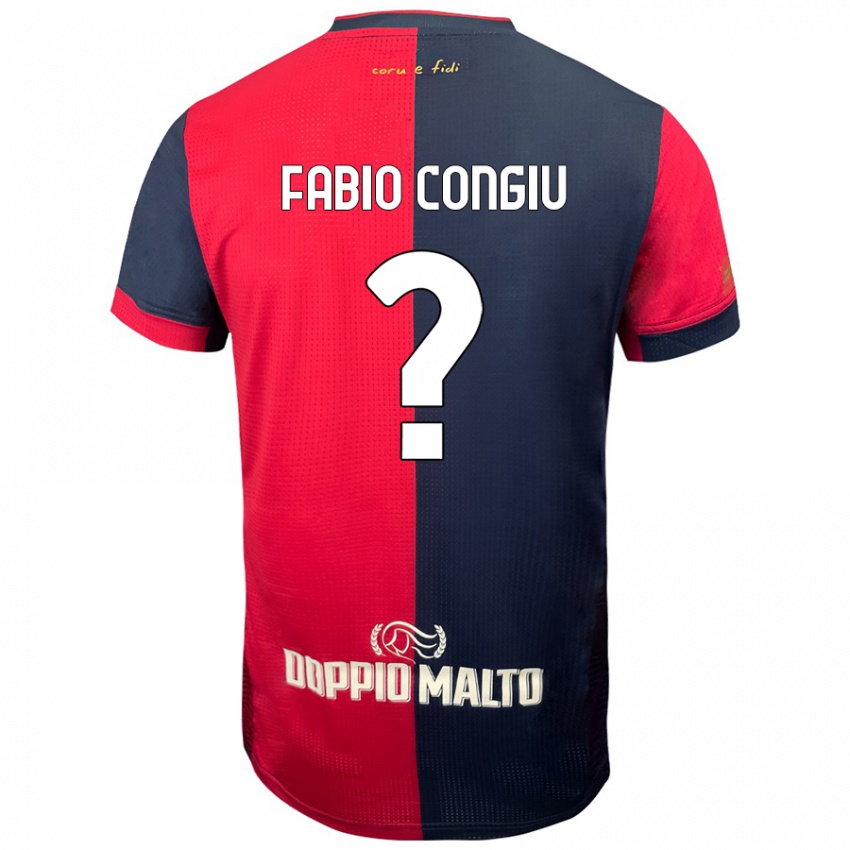 Bambino Maglia Fabio Congiu #0 Rosso Blu Più Scuro Kit Gara Home 2024/25 Maglietta