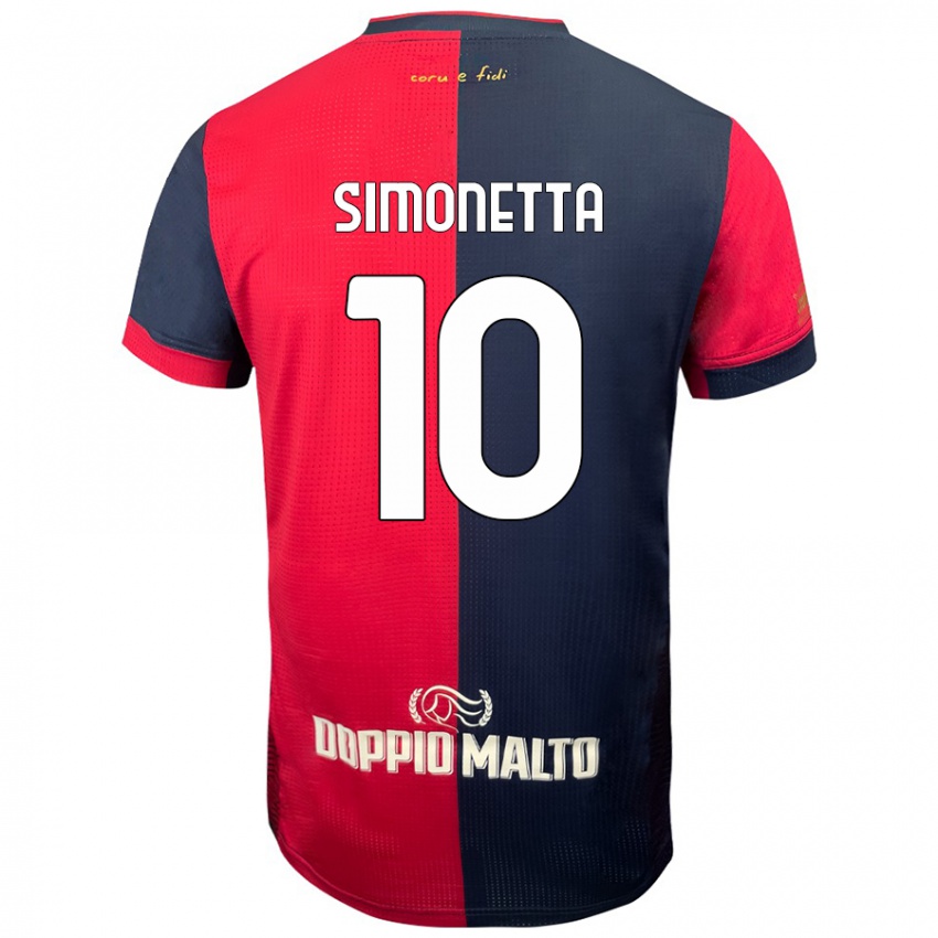 Bambino Maglia Jacopo Simonetta #10 Rosso Blu Più Scuro Kit Gara Home 2024/25 Maglietta