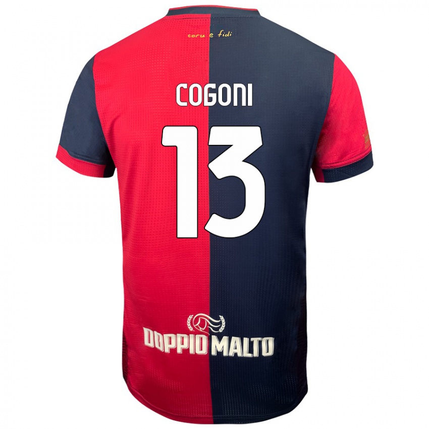 Bambino Maglia Andrea Cogoni #13 Rosso Blu Più Scuro Kit Gara Home 2024/25 Maglietta