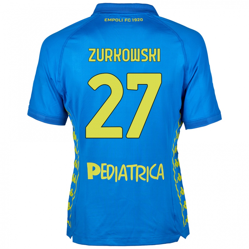 Bambino Maglia Szymon Żurkowski #27 Blu Kit Gara Home 2024/25 Maglietta