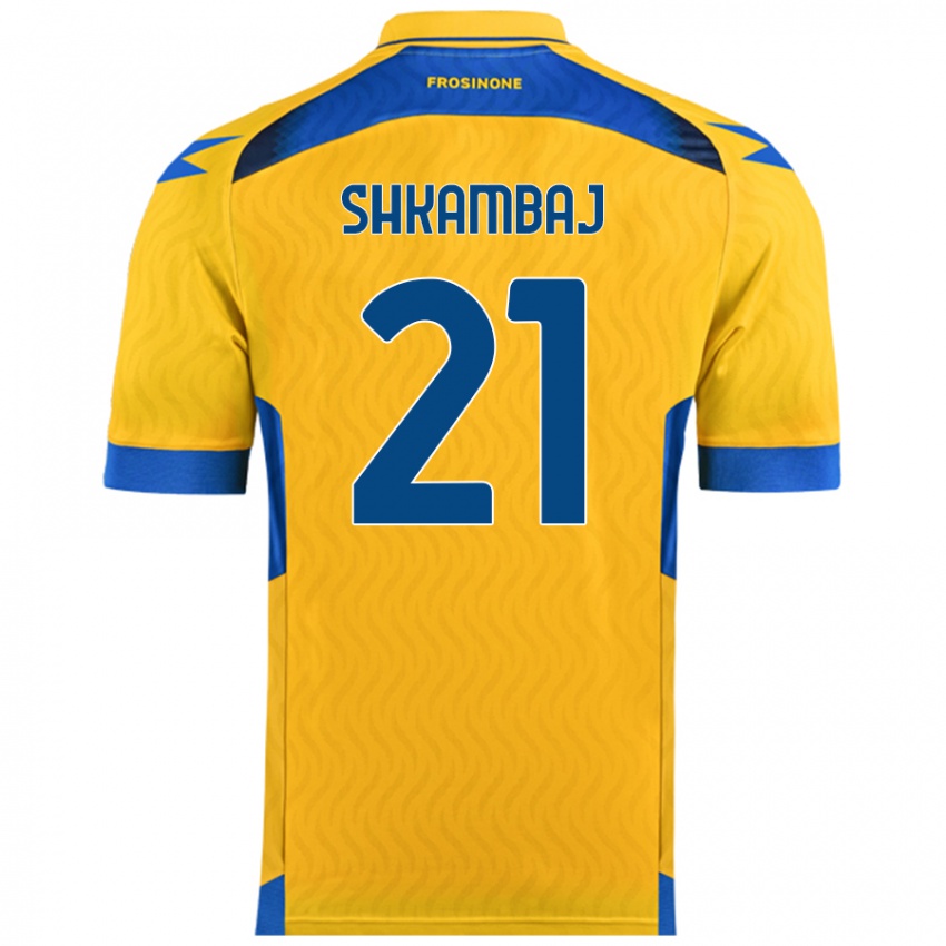 Bambino Maglia Ardit Shkambaj #21 Giallo Kit Gara Home 2024/25 Maglietta