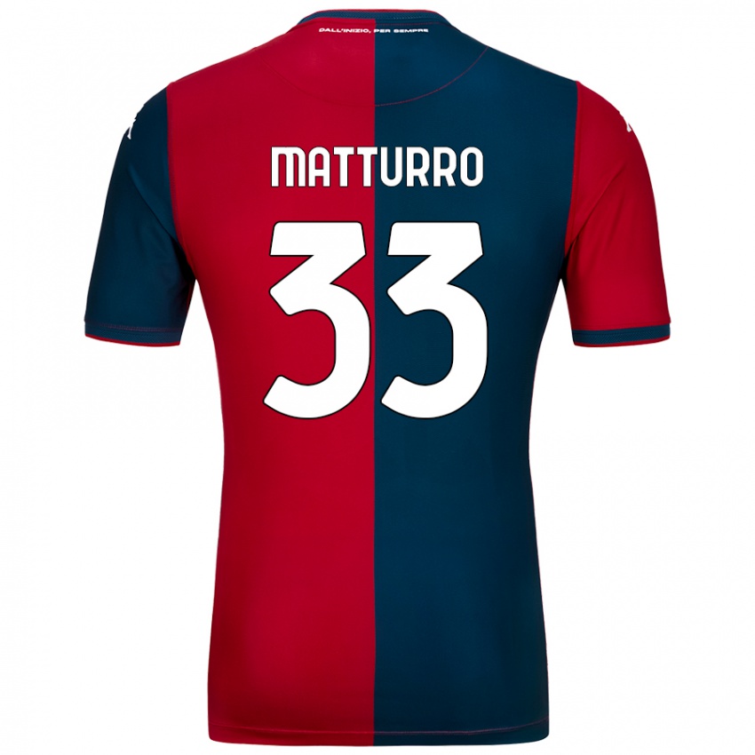 Bambino Maglia Alan Matturro #33 Rosso Blu Scuro Kit Gara Home 2024/25 Maglietta