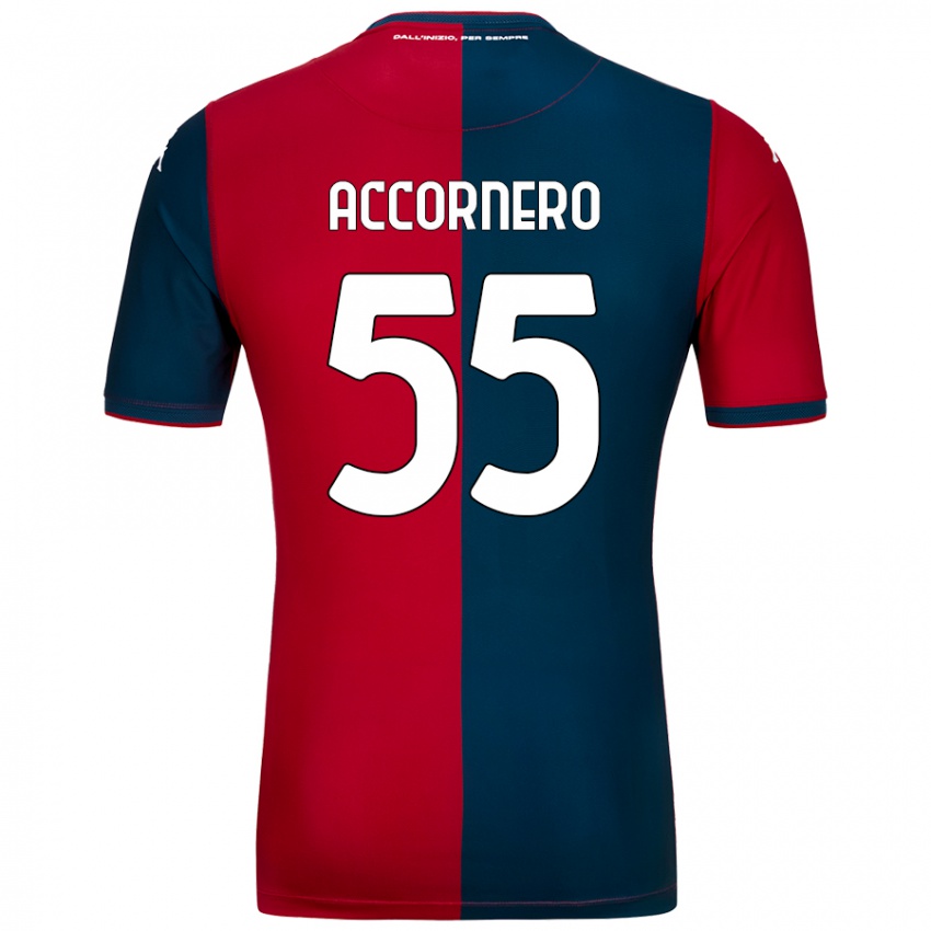 Bambino Maglia Federico Accornero #55 Rosso Blu Scuro Kit Gara Home 2024/25 Maglietta