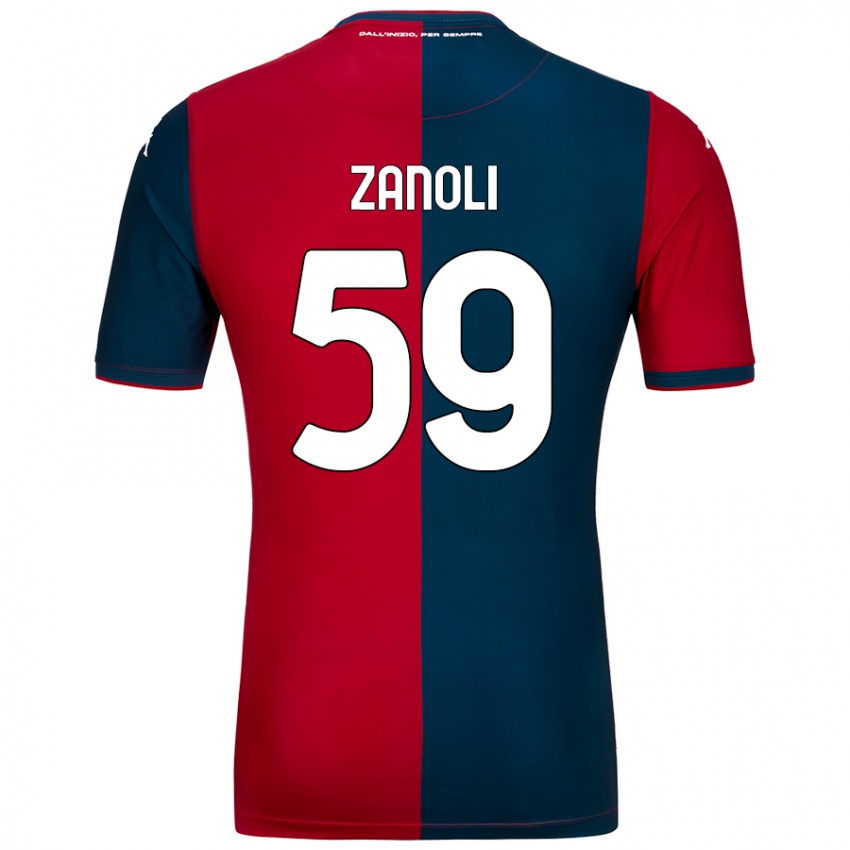 Bambino Maglia Alessandro Zanoli #59 Rosso Blu Scuro Kit Gara Home 2024/25 Maglietta