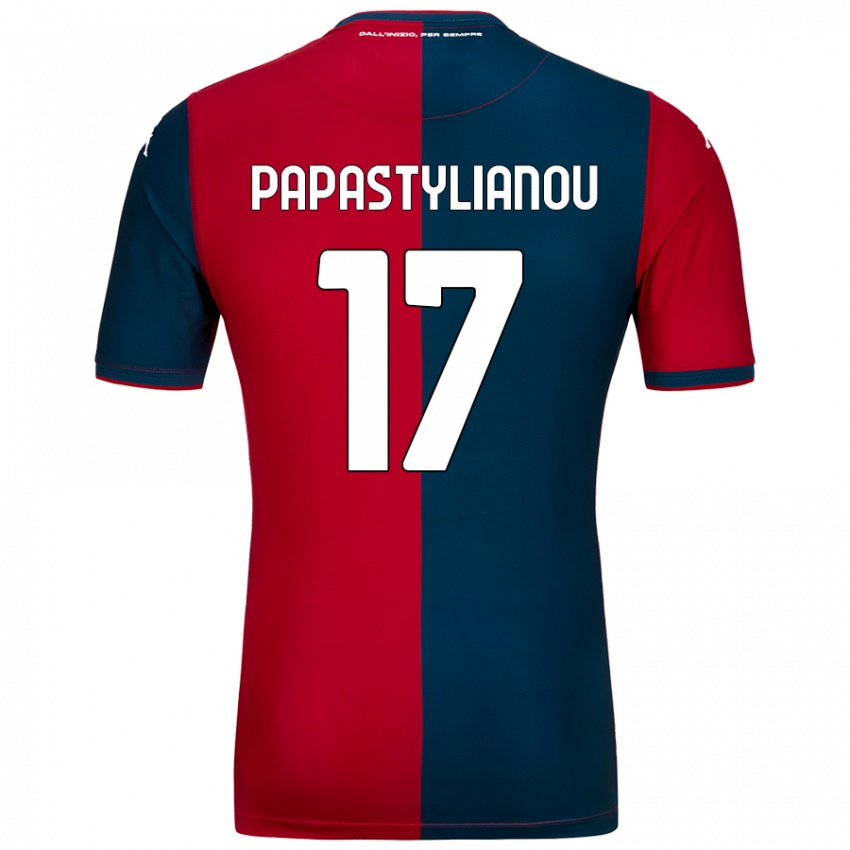 Bambino Maglia Lysandros Andreas Papastylianou #17 Rosso Blu Scuro Kit Gara Home 2024/25 Maglietta