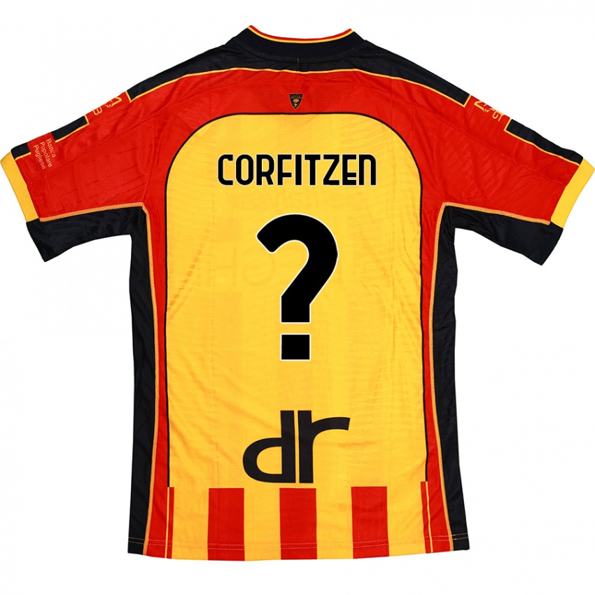 Bambino Maglia Jeppe Corfitzen #0 Giallo Rosso Kit Gara Home 2024/25 Maglietta