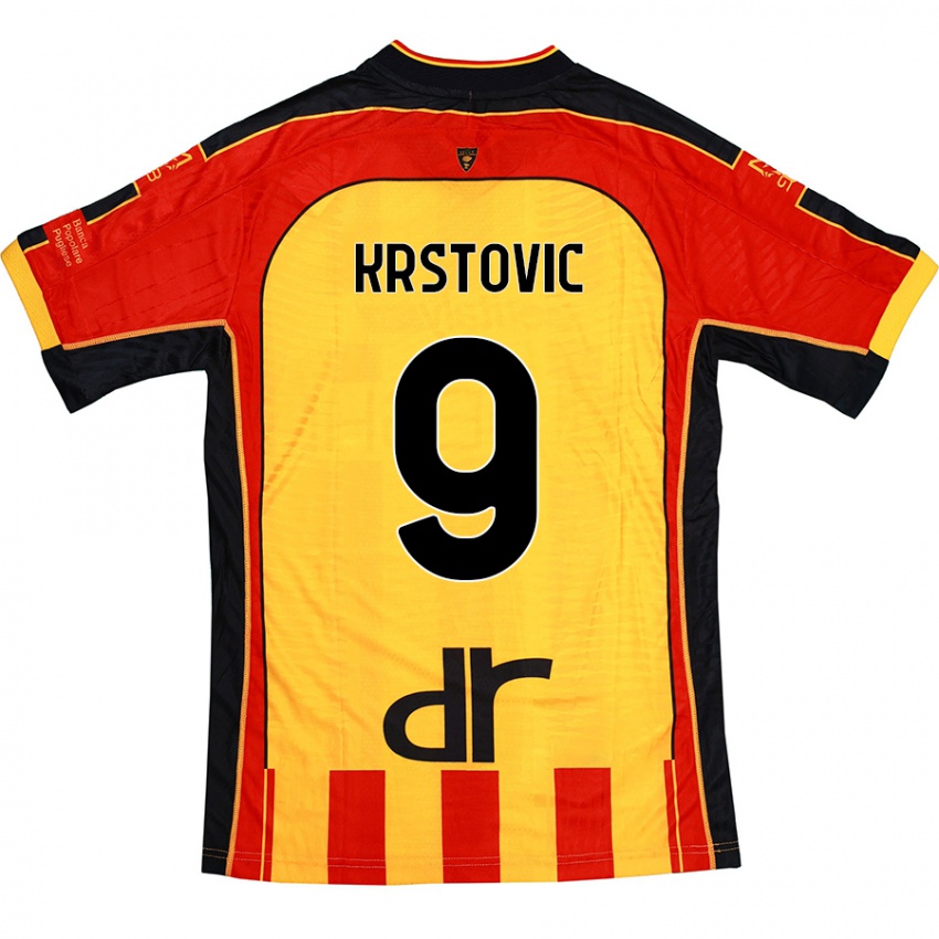 Bambino Maglia Nikola Krstovic #9 Giallo Rosso Kit Gara Home 2024/25 Maglietta