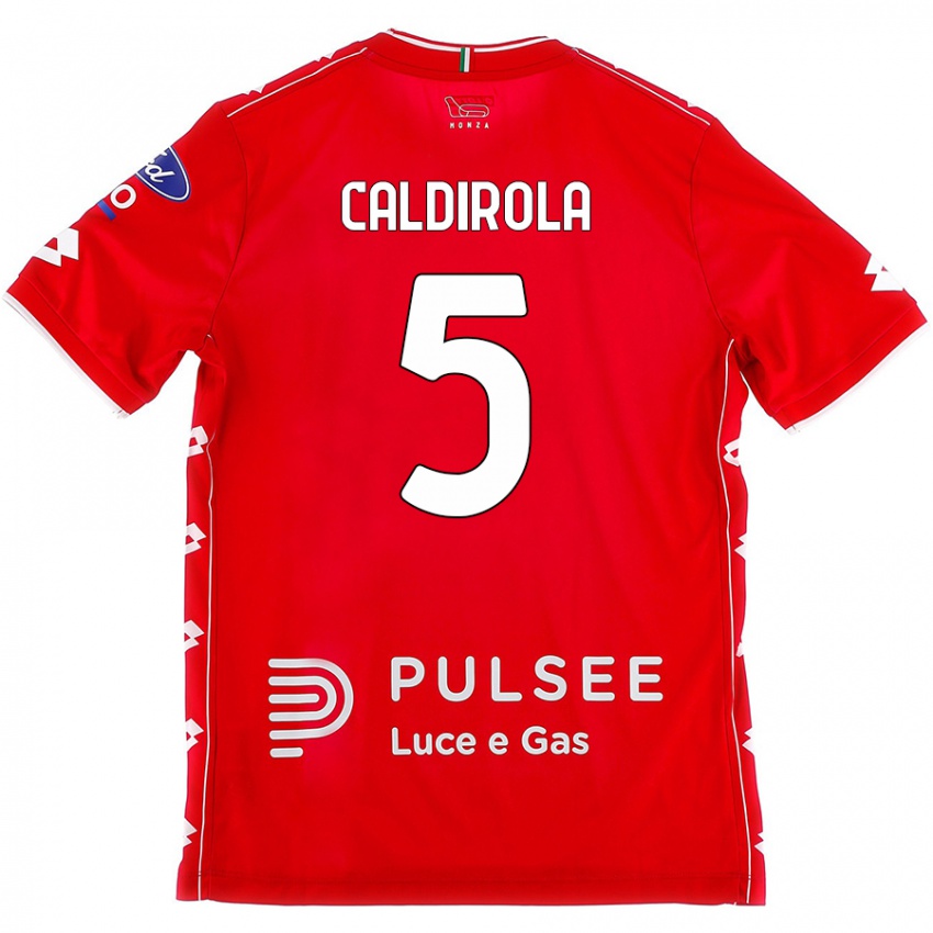 Bambino Maglia Luca Caldirola #5 Rosso Bianco Kit Gara Home 2024/25 Maglietta