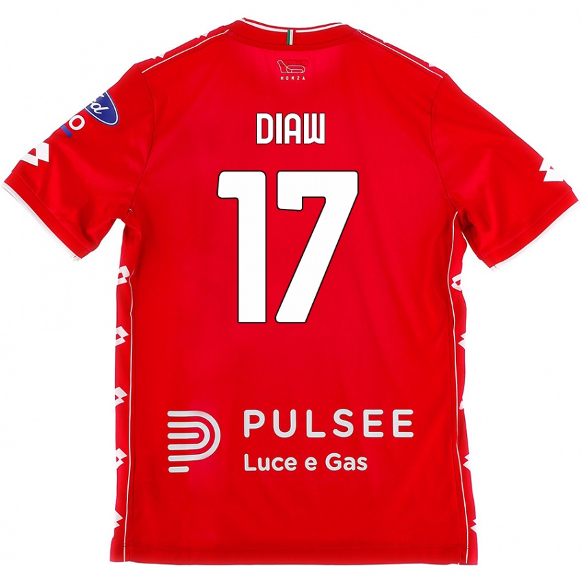 Bambino Maglia Davide Diaw #17 Rosso Bianco Kit Gara Home 2024/25 Maglietta