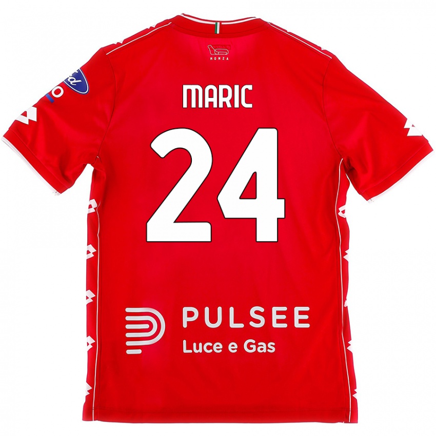 Bambino Maglia Mirko Maric #24 Rosso Bianco Kit Gara Home 2024/25 Maglietta