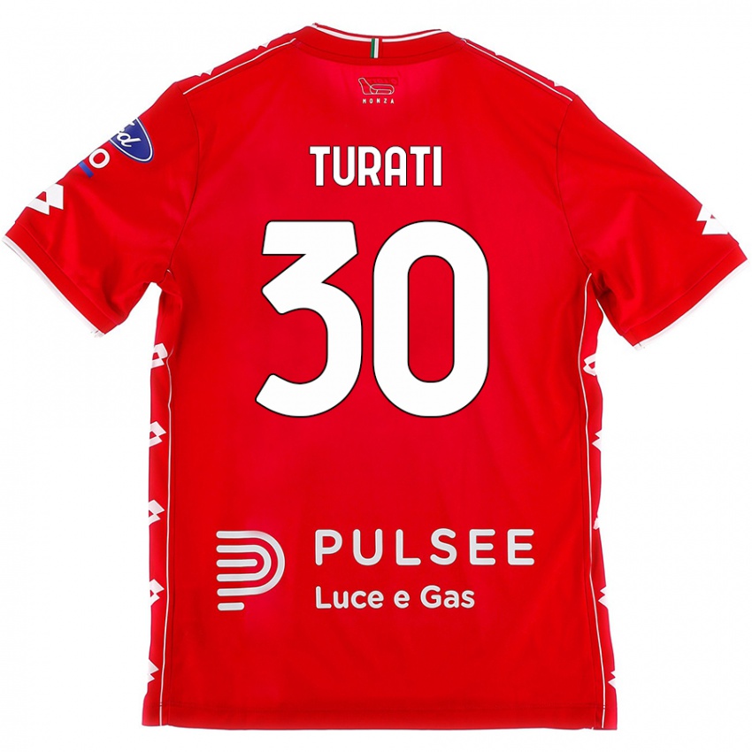 Bambino Maglia Stefano Turati #30 Rosso Bianco Kit Gara Home 2024/25 Maglietta