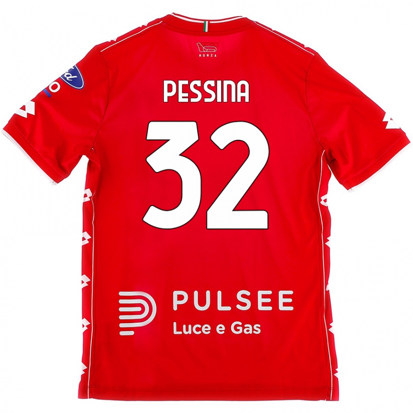 Bambino Maglia Matteo Pessina #32 Rosso Bianco Kit Gara Home 2024/25 Maglietta