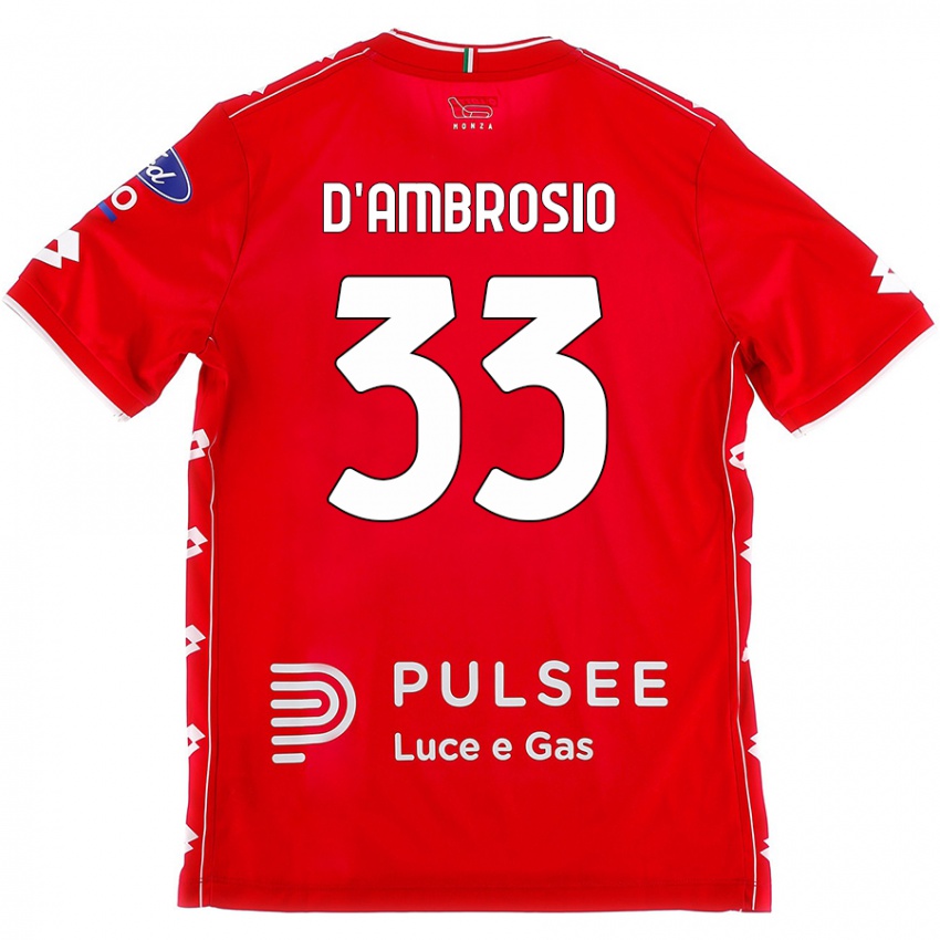 Bambino Maglia Danilo D'ambrosio #33 Rosso Bianco Kit Gara Home 2024/25 Maglietta