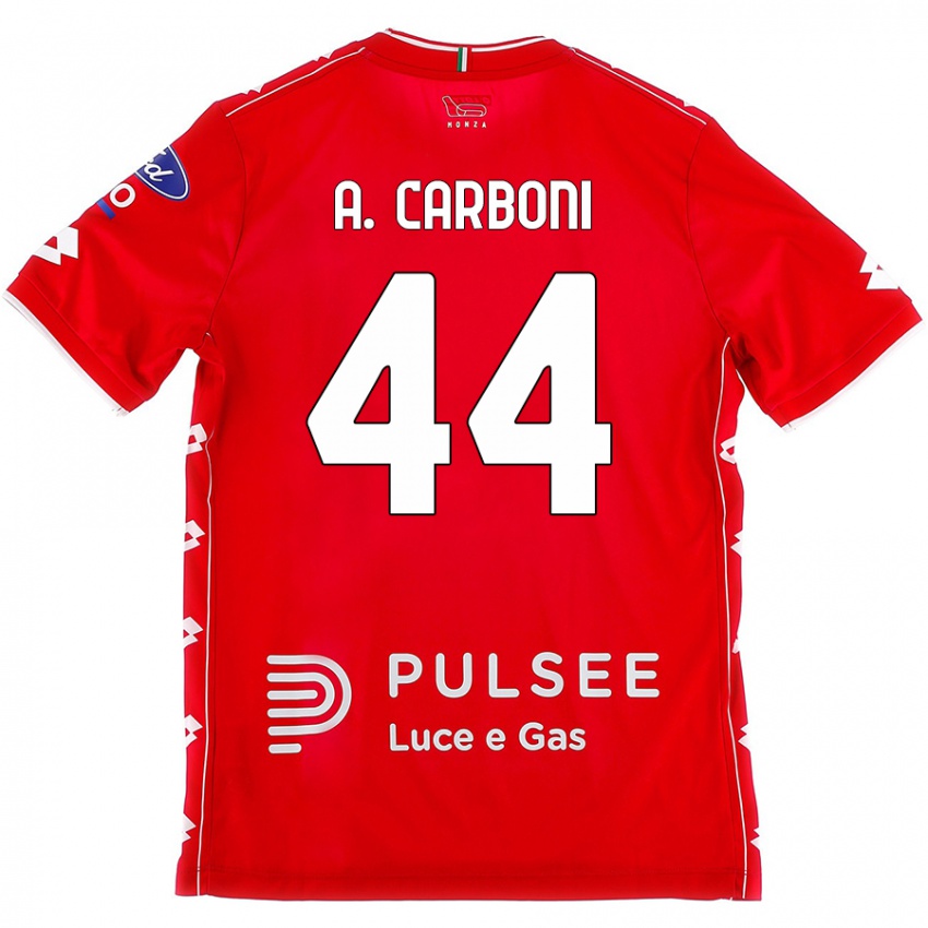 Bambino Maglia Andrea Carboni #44 Rosso Bianco Kit Gara Home 2024/25 Maglietta