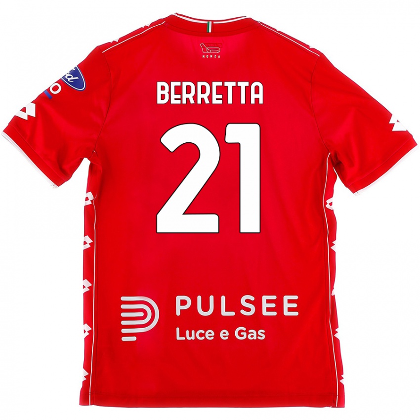 Bambino Maglia Alessandro Berretta #21 Rosso Bianco Kit Gara Home 2024/25 Maglietta