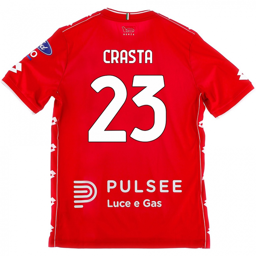 Bambino Maglia Mario Crasta #23 Rosso Bianco Kit Gara Home 2024/25 Maglietta